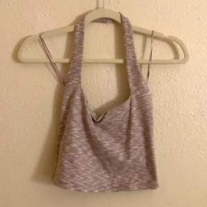 Abercrombie nude marl halter neck crop top - size Small